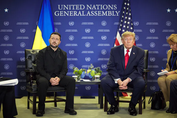 Donald Trump and Volodymyr Zelensky meet on the sidelines of the UN general assembly,