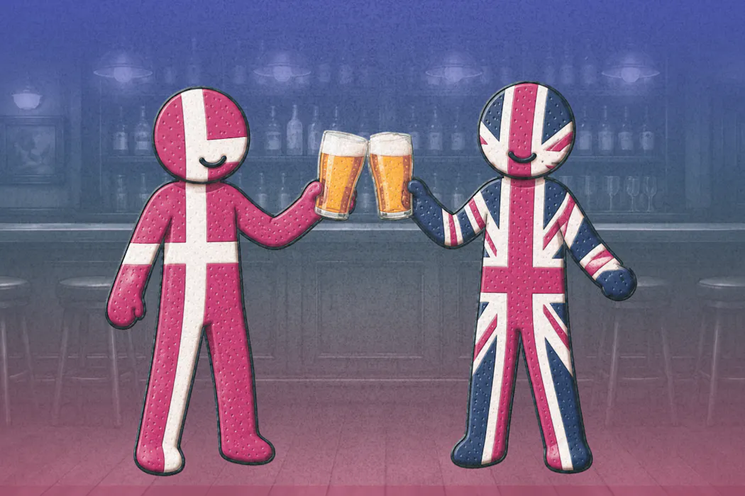 How do Denmark and the UK compare when it comes to alcohol and drinking habits?
