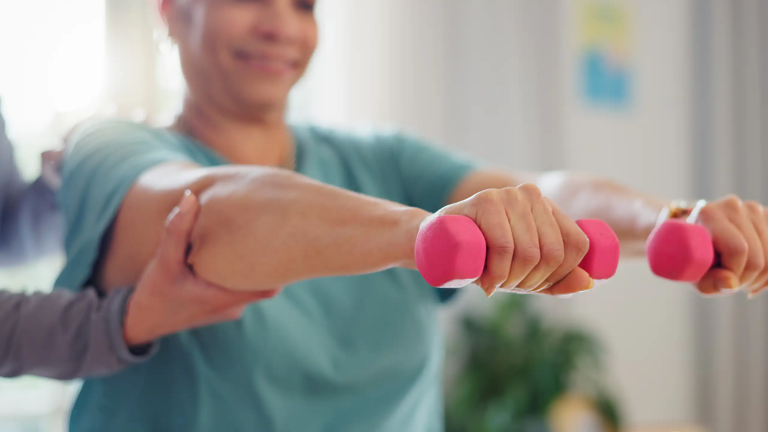 A person exercising with weights
