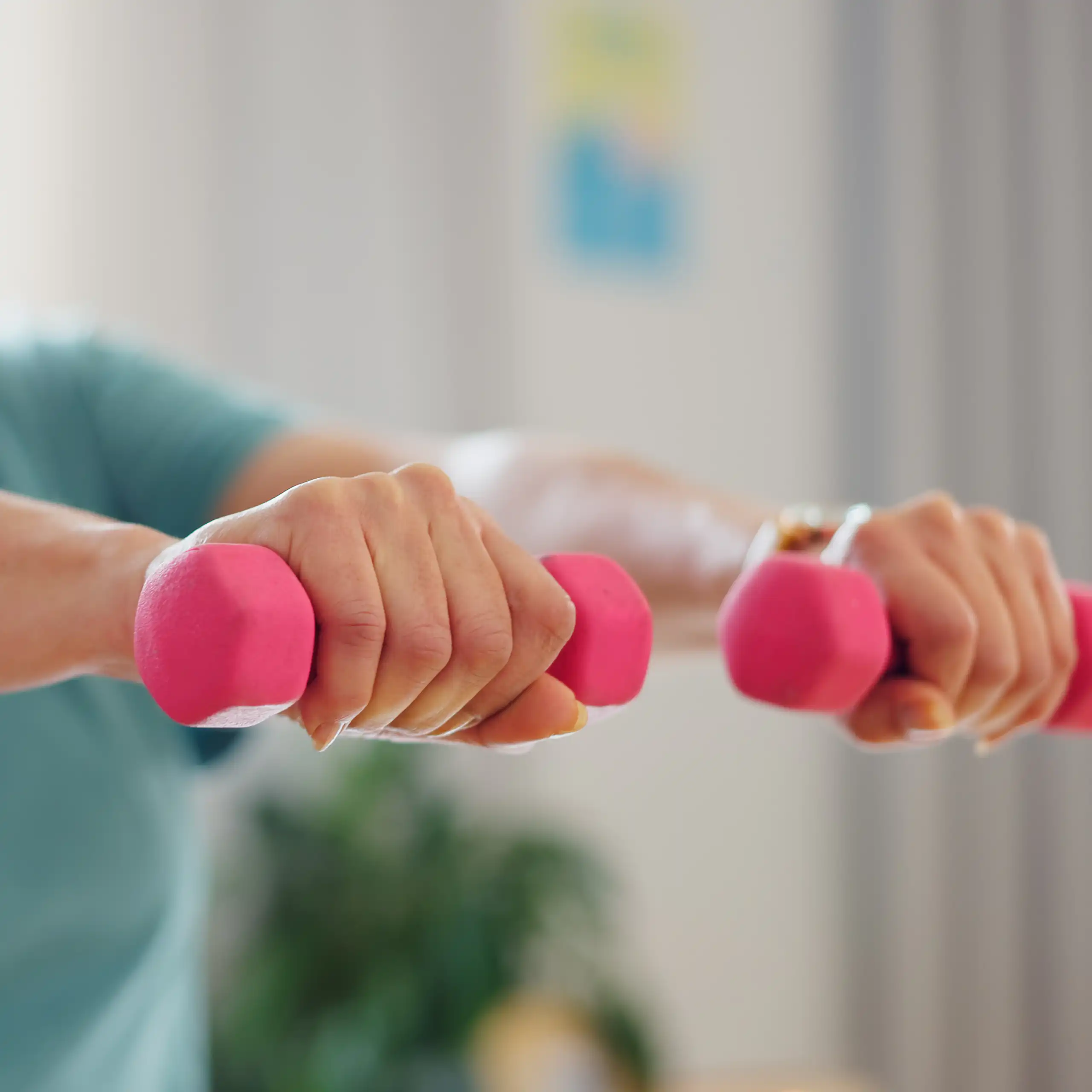 A person exercising with weights