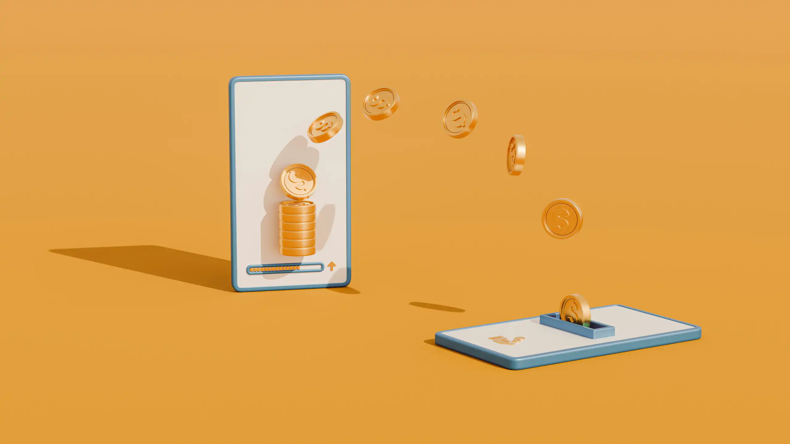 graphic of coins going from one phone to another