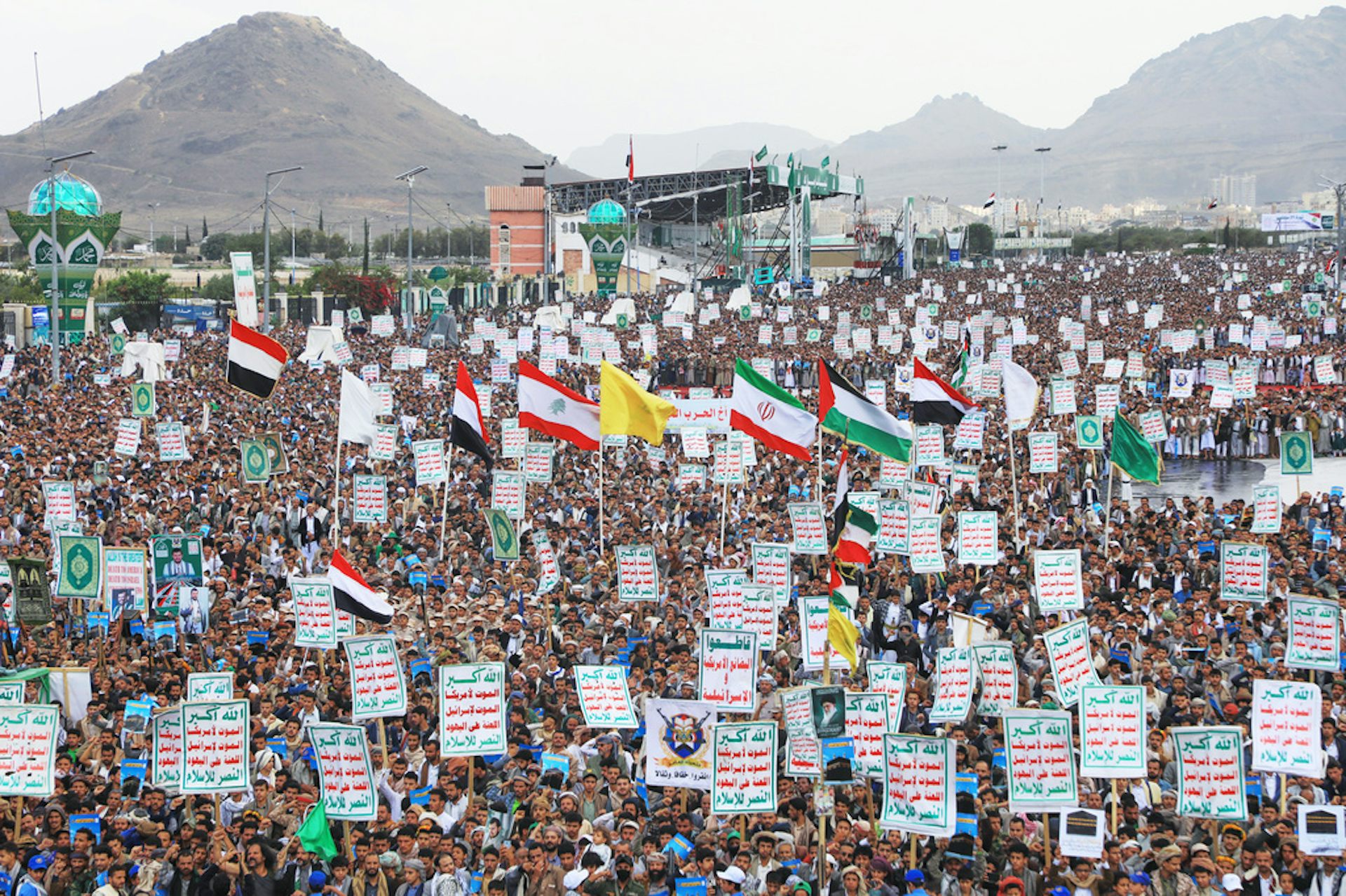 A larger gathering of protesters.