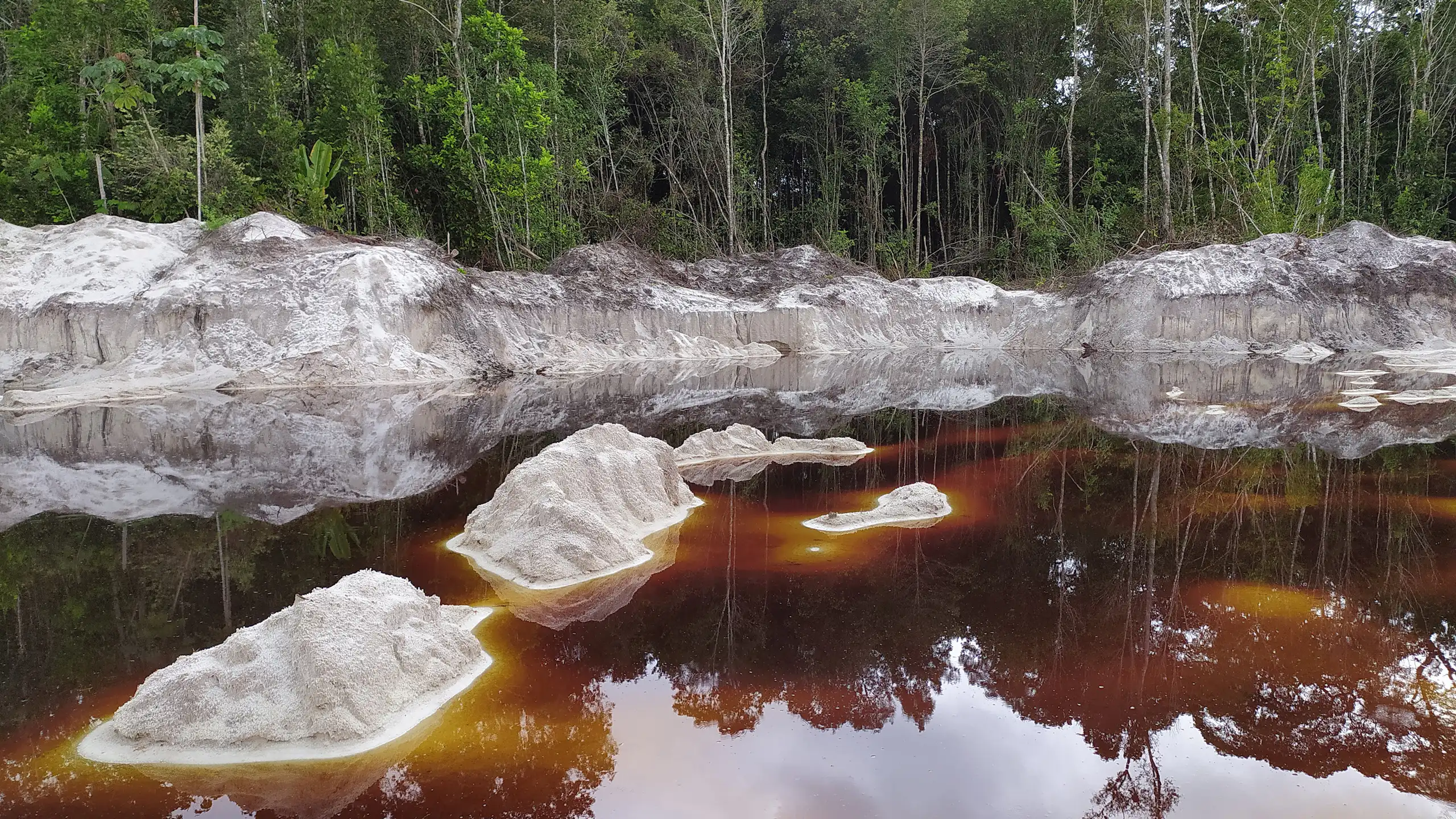 Rives du fleuve et ses eaux vues depuis le fleuve.