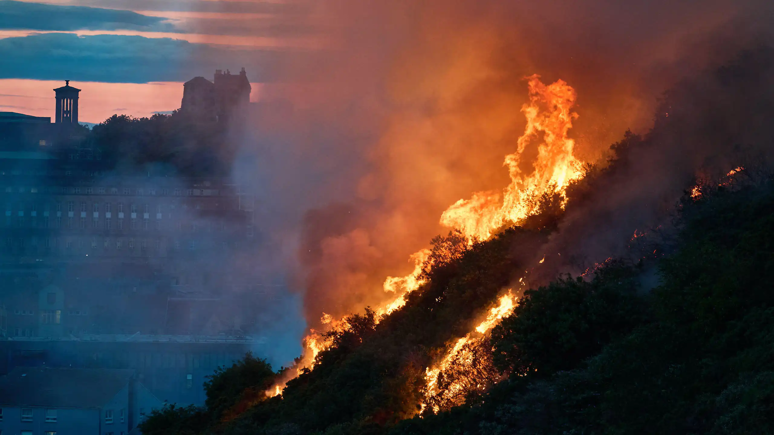 A wildfire close to Edinburgh city centre.