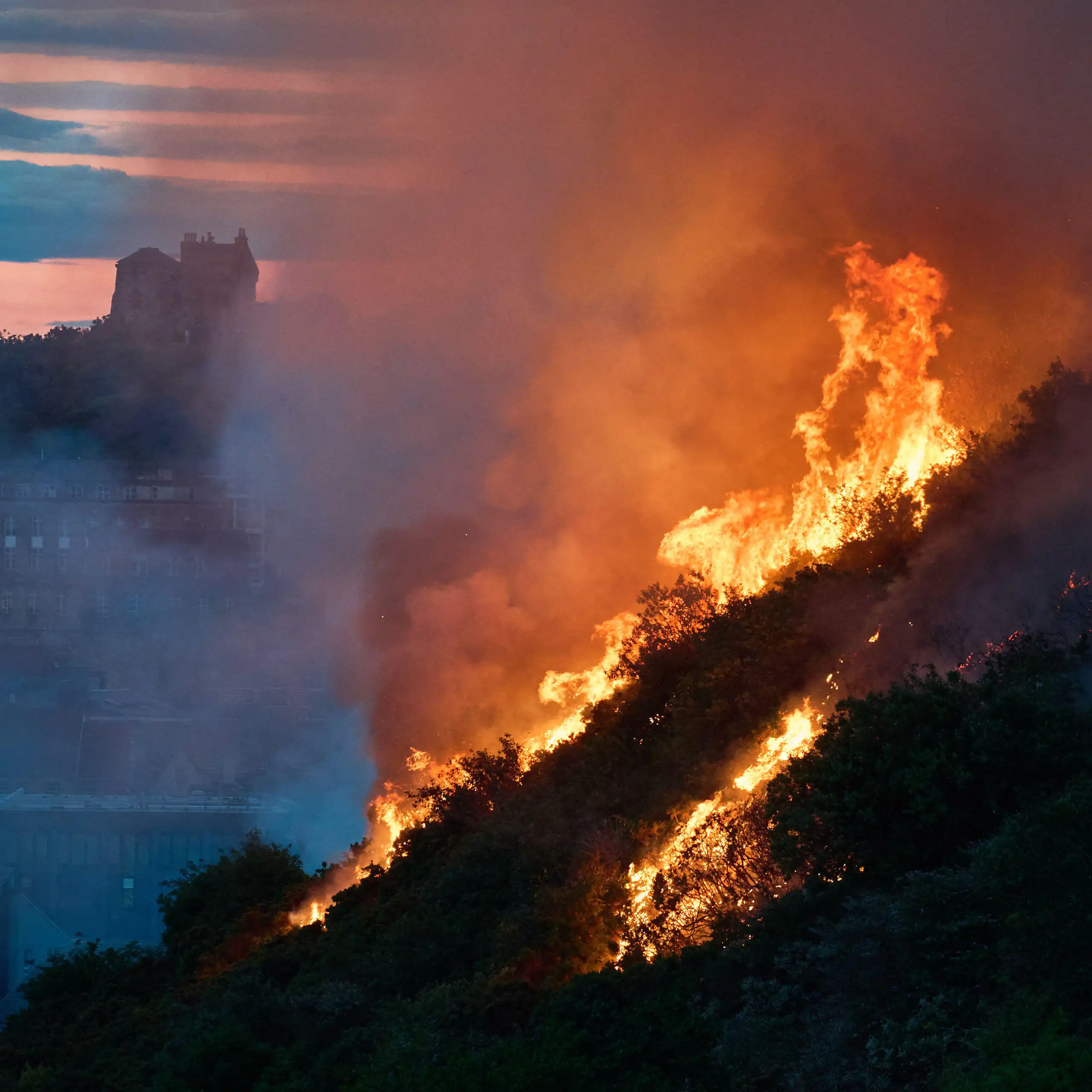 A wildfire close to Edinburgh city centre.