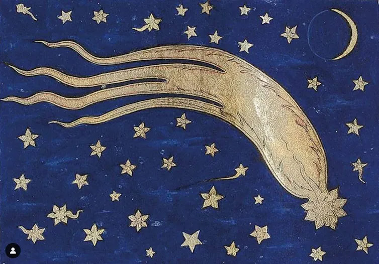 The Great Comet, illustration from the Ottoman manuscript Secaatname (1577).