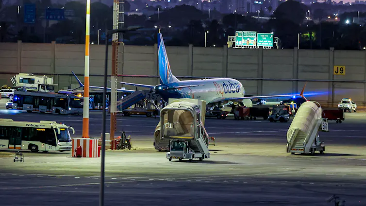 A anplane is seen on the runway