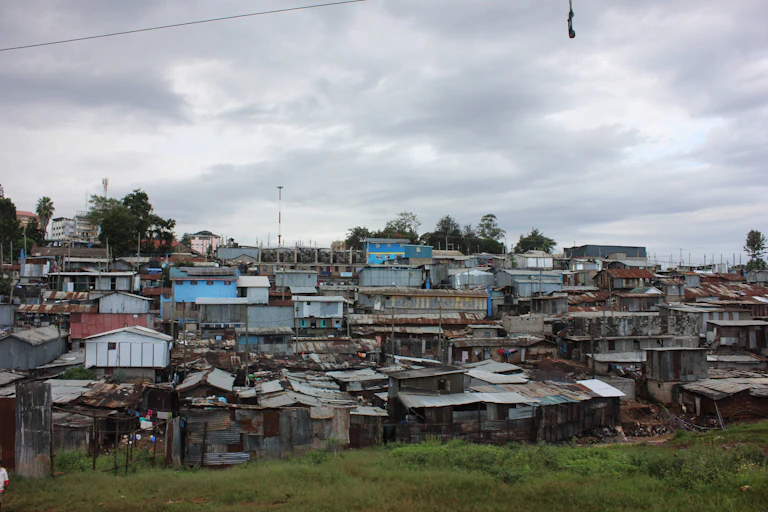 A dense shack settlement