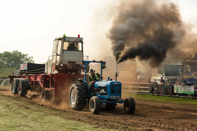 tractor with huge exhaust fume