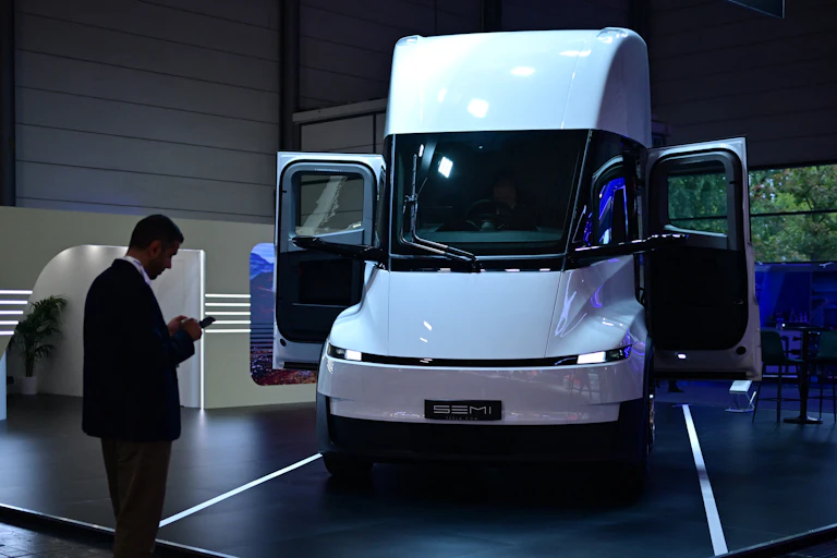 Electric truck prime mover at car show in Germany.