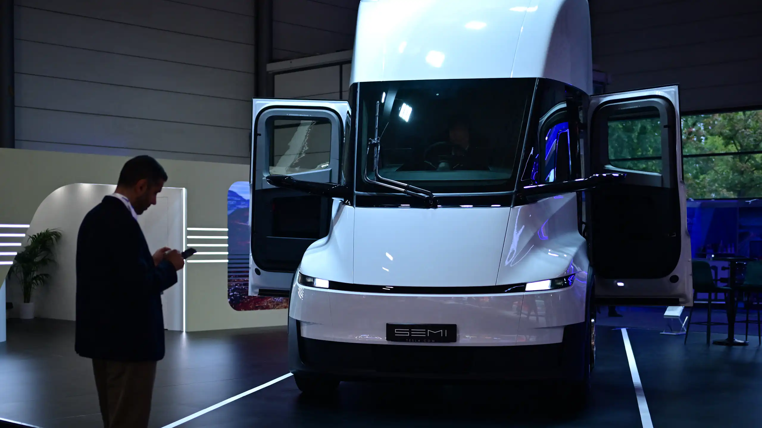 Electric truck prime mover at car show in Germany.