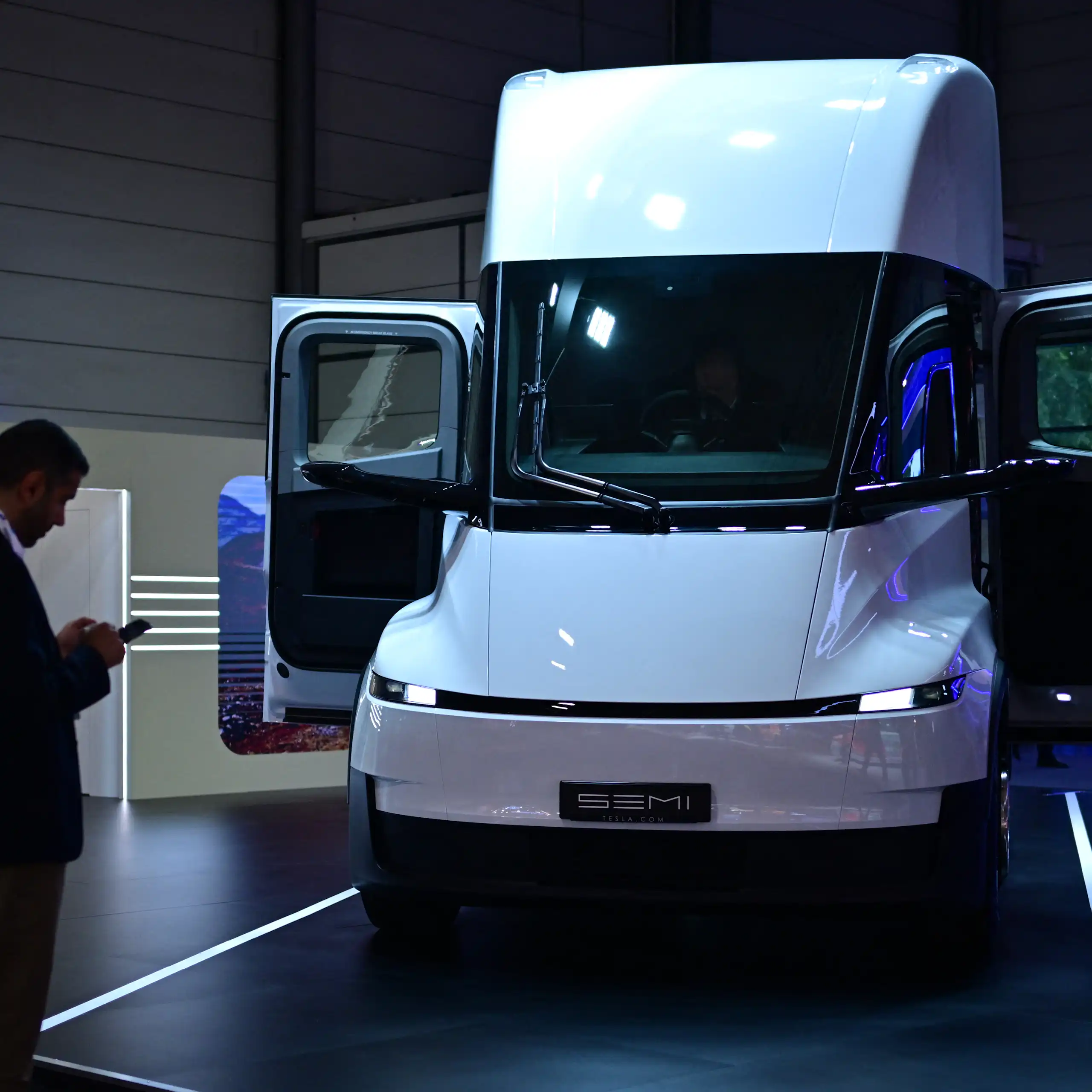 Electric truck prime mover at car show in Germany.