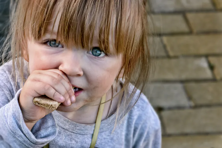 Close up of young child looking into camera