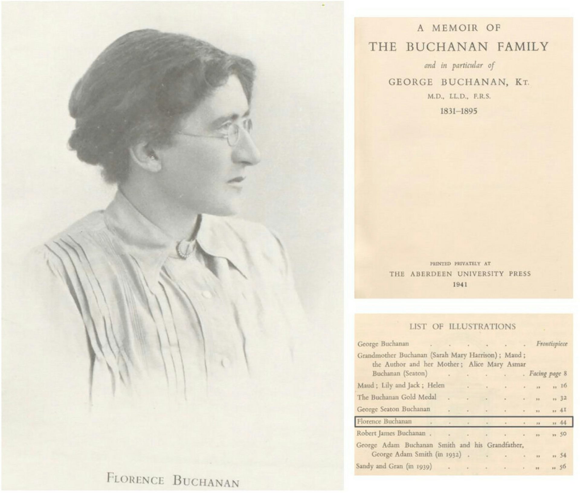 An undated photographic portrait captioned ‘Florence Buchanan’.