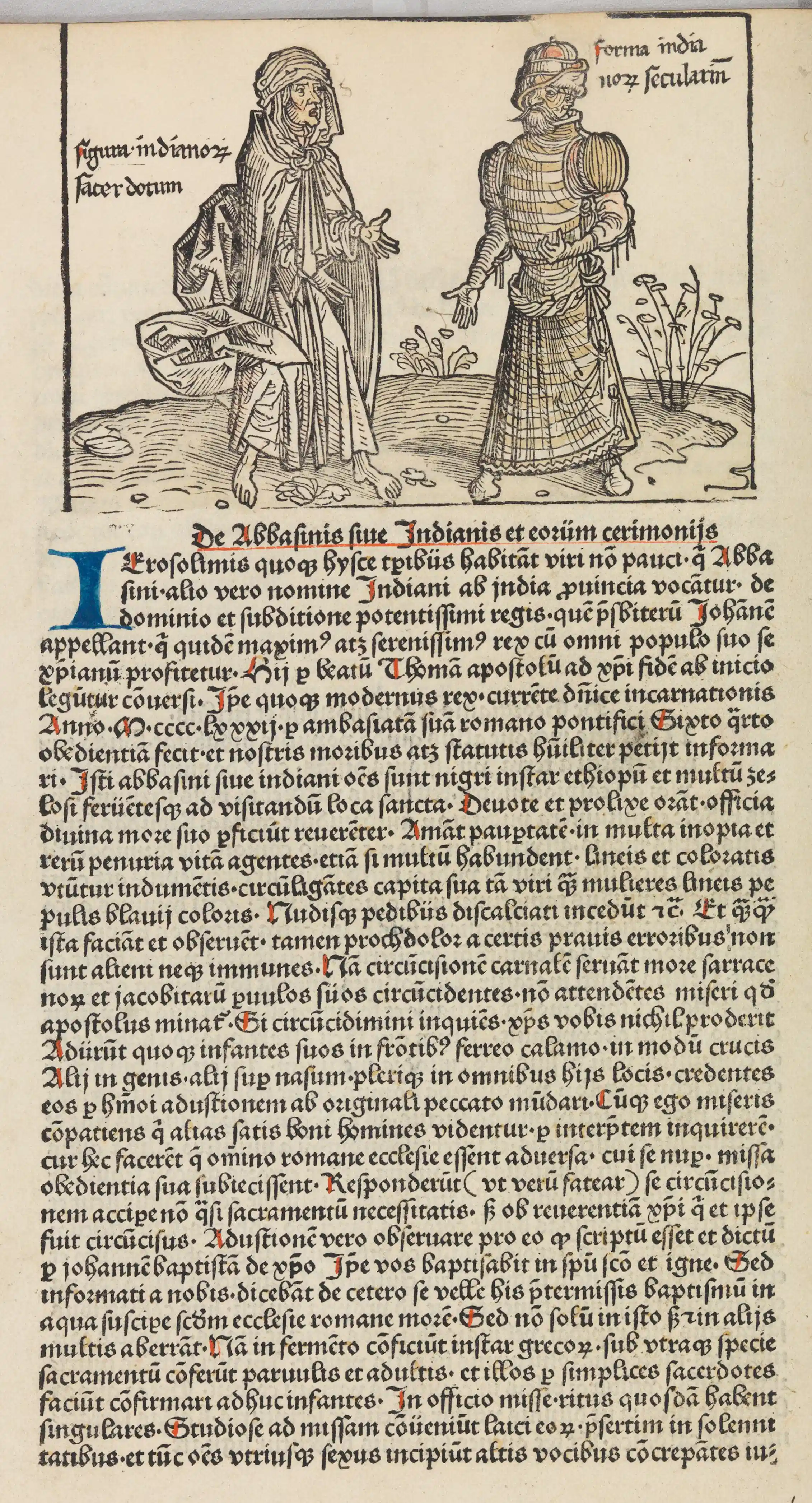 A sketch with two figures in conversation and text in Latin beneath them.