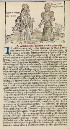 A sketch with two figures in conversation and text in Latin beneath them.