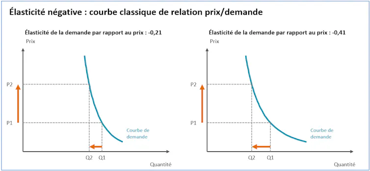 Elasticités prix de la demande aux valeurs -0,21 et -0,41