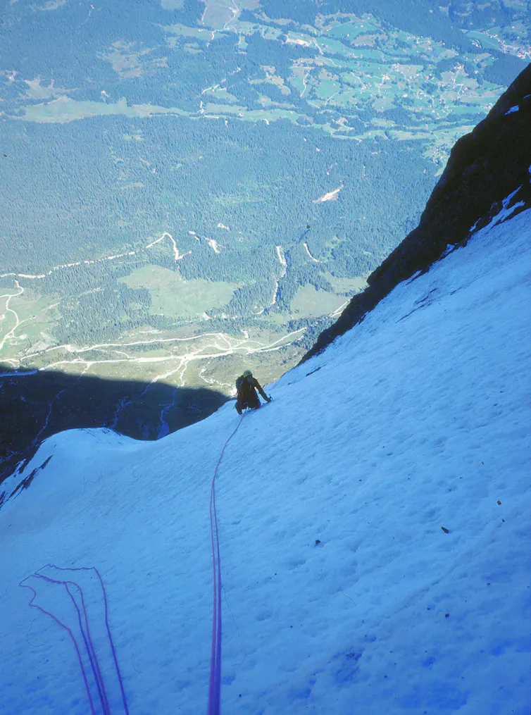 The author on the second icefield, Eiger North Face.