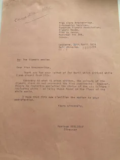 Copie d'une correspondance