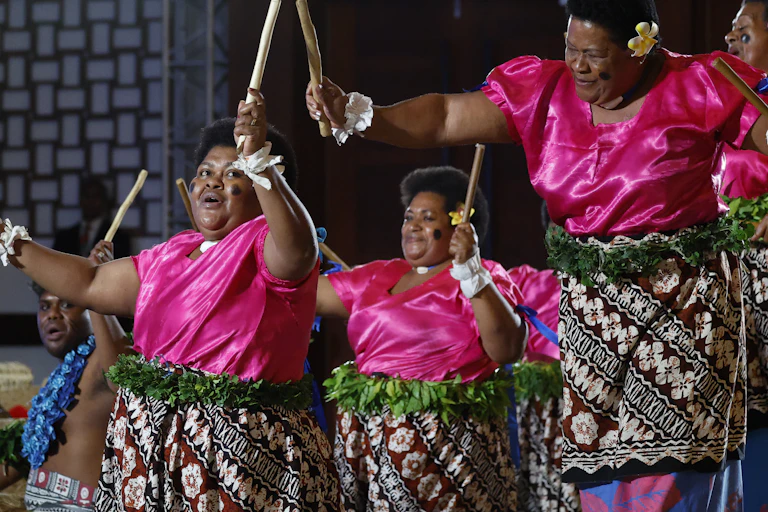 Fijian dancers perform at the Pre-Cop meeting in Nadi, Fiji.
