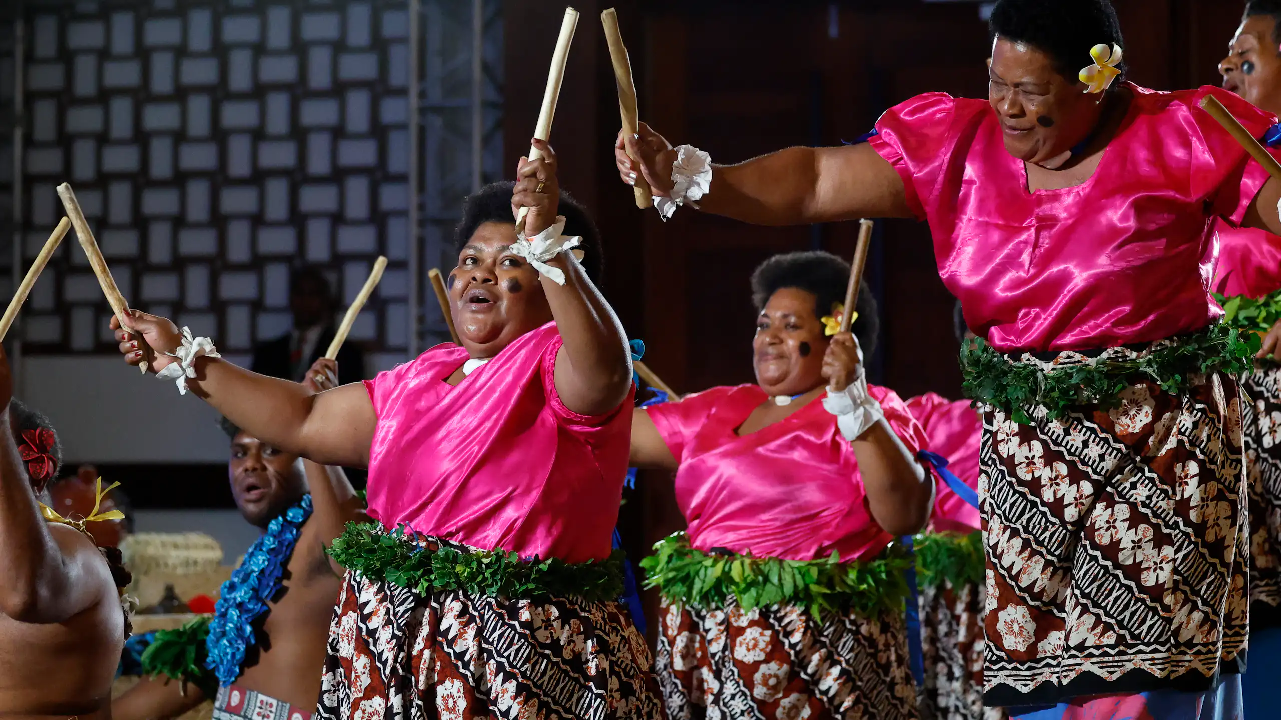 Fijian dancers perform at the Pre-Cop meeting in Nadi, Fiji.