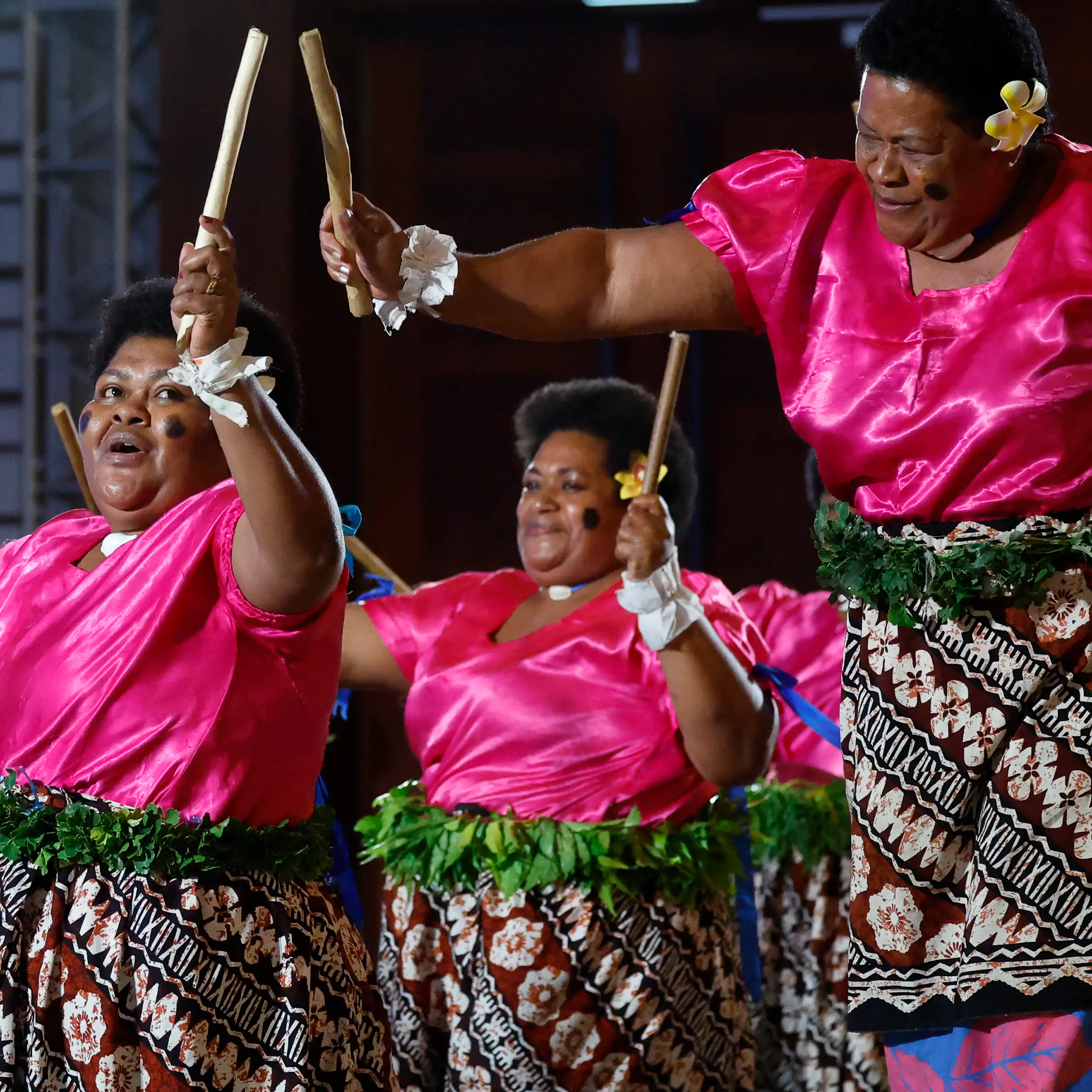 Fijian dancers perform at the Pre-Cop meeting in Nadi, Fiji.