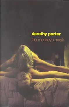 book cover: The Monkey's Mask – a blonde naked woman straddling another woman on a bed