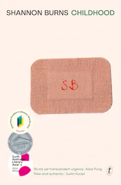 book cover: Shannon Burns' Childhood - image, a bandaid with the initials S.B.