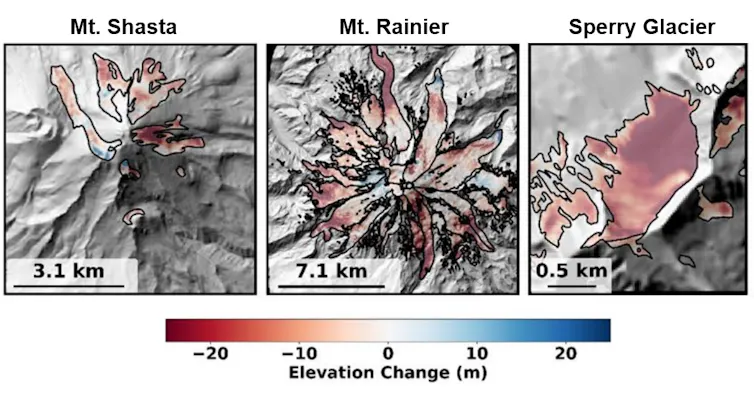 Three images of glaciers