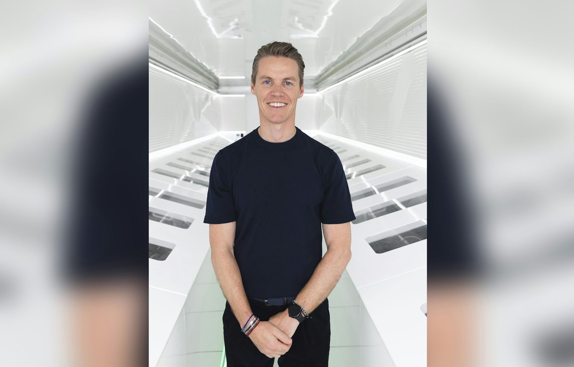Firmus chief executive Oliver Curtis in front of a data centre interior