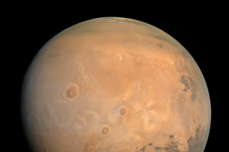 Mars, shown in its entirety in space