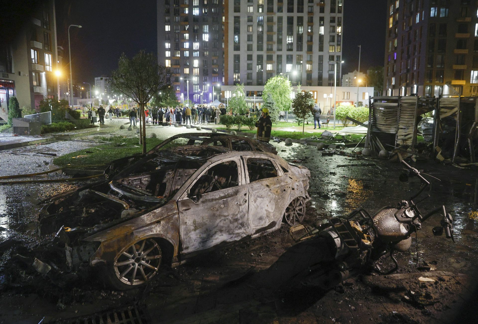 The aftermath of a Russian airstrike on Kyiv, 12 October 2026