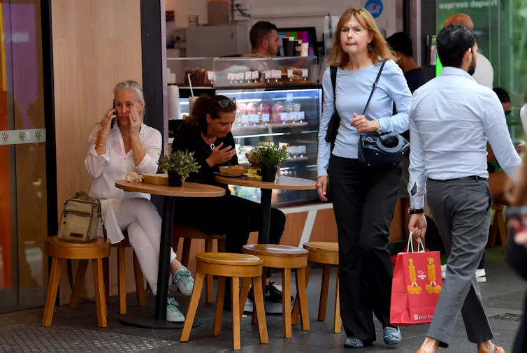 a woman in a cafe