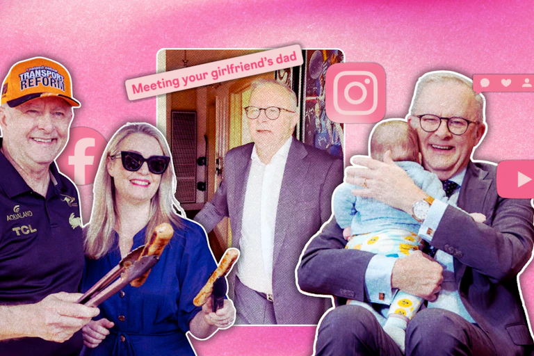 A composite image of Anthony Albanese's social media activity