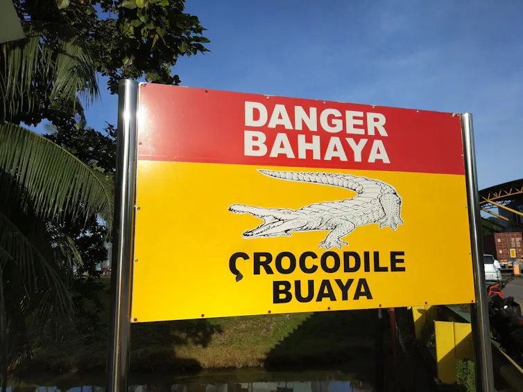 Crocodile danger sign