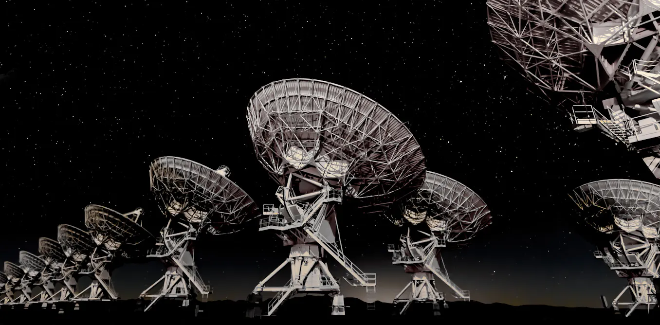 Photo : The Conversation IceCube : les radiotélescopes pour traquer les neutrinos