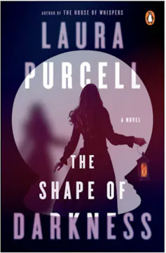 A book jacket cover that shows the silhouette of a woman through a keyhole.