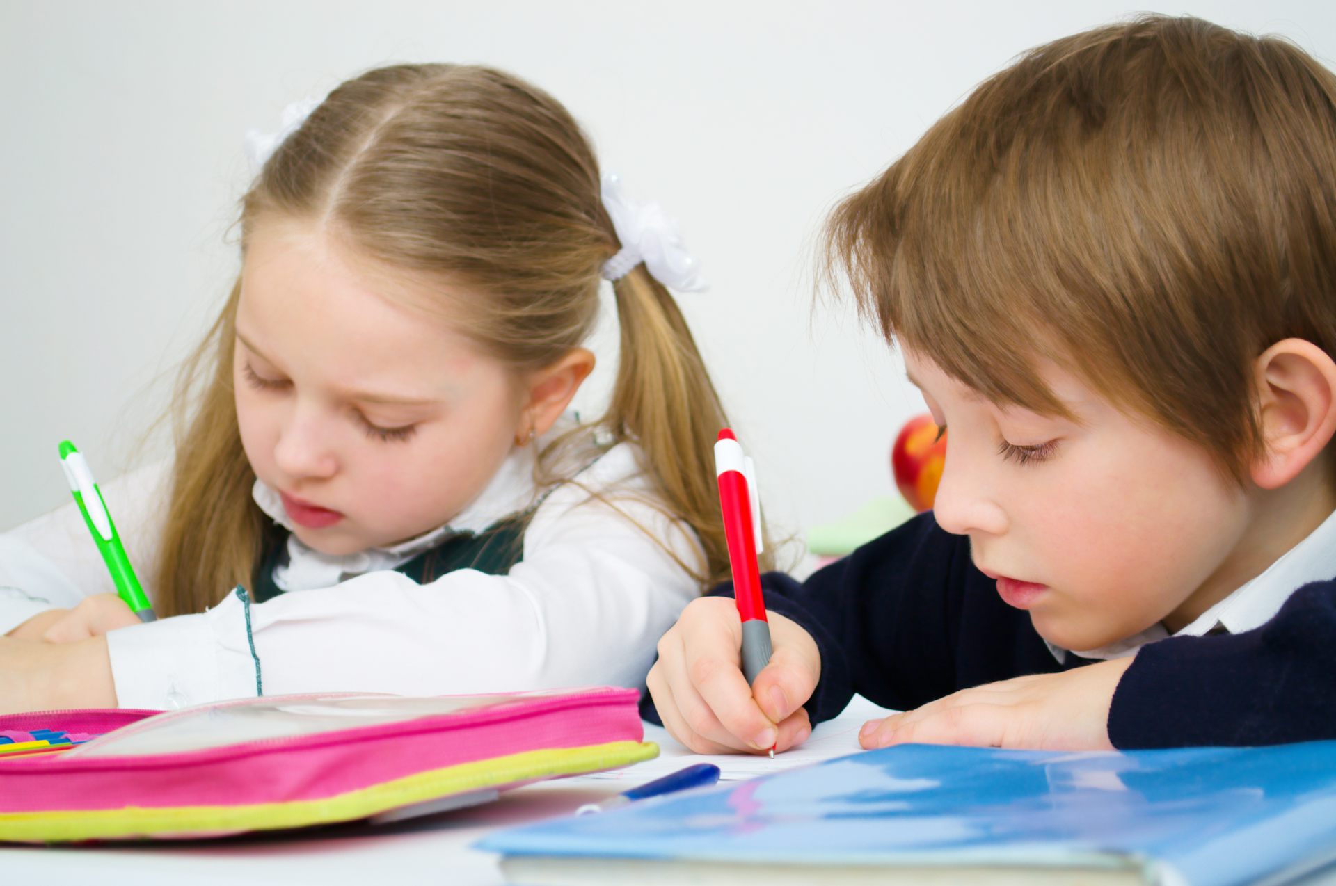 Small children writing