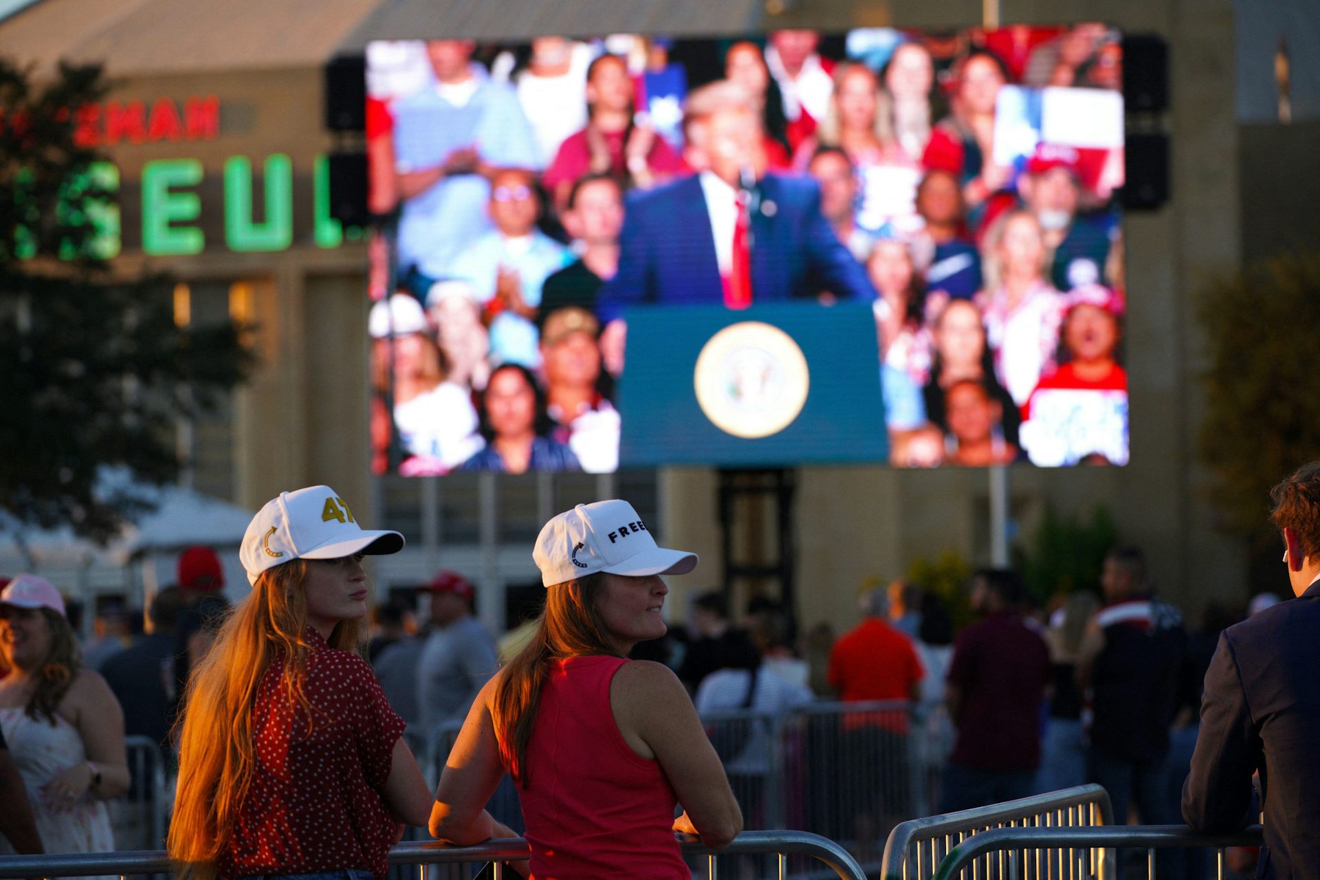 Republican supporters watch Donald Trump at a recent rally in San Antonio, Texas, October 2026.