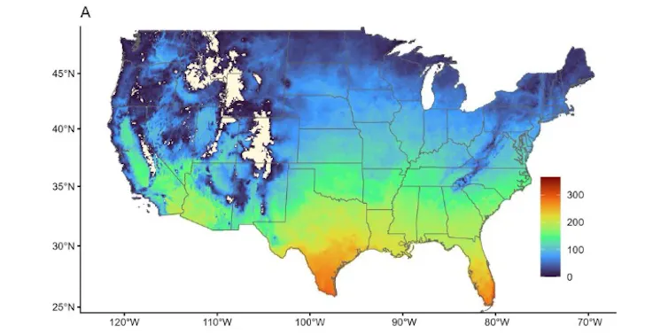 a map shows rising risk across the South, particularly Florida, Louisiana and Texas