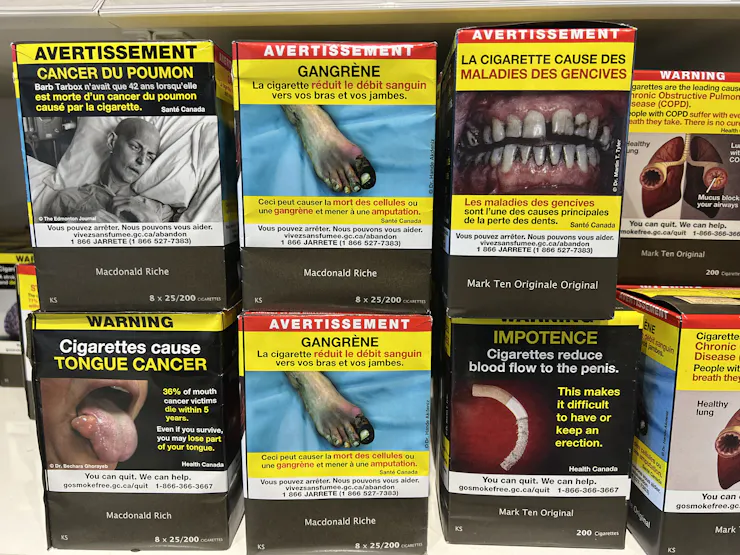 Graphic warnings on cigarette packages in Canada
