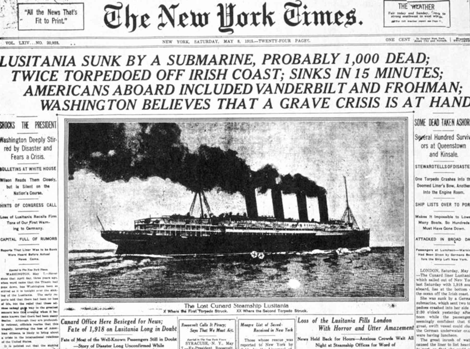 The sinking of the Lusitania: how the British won American hearts and minds