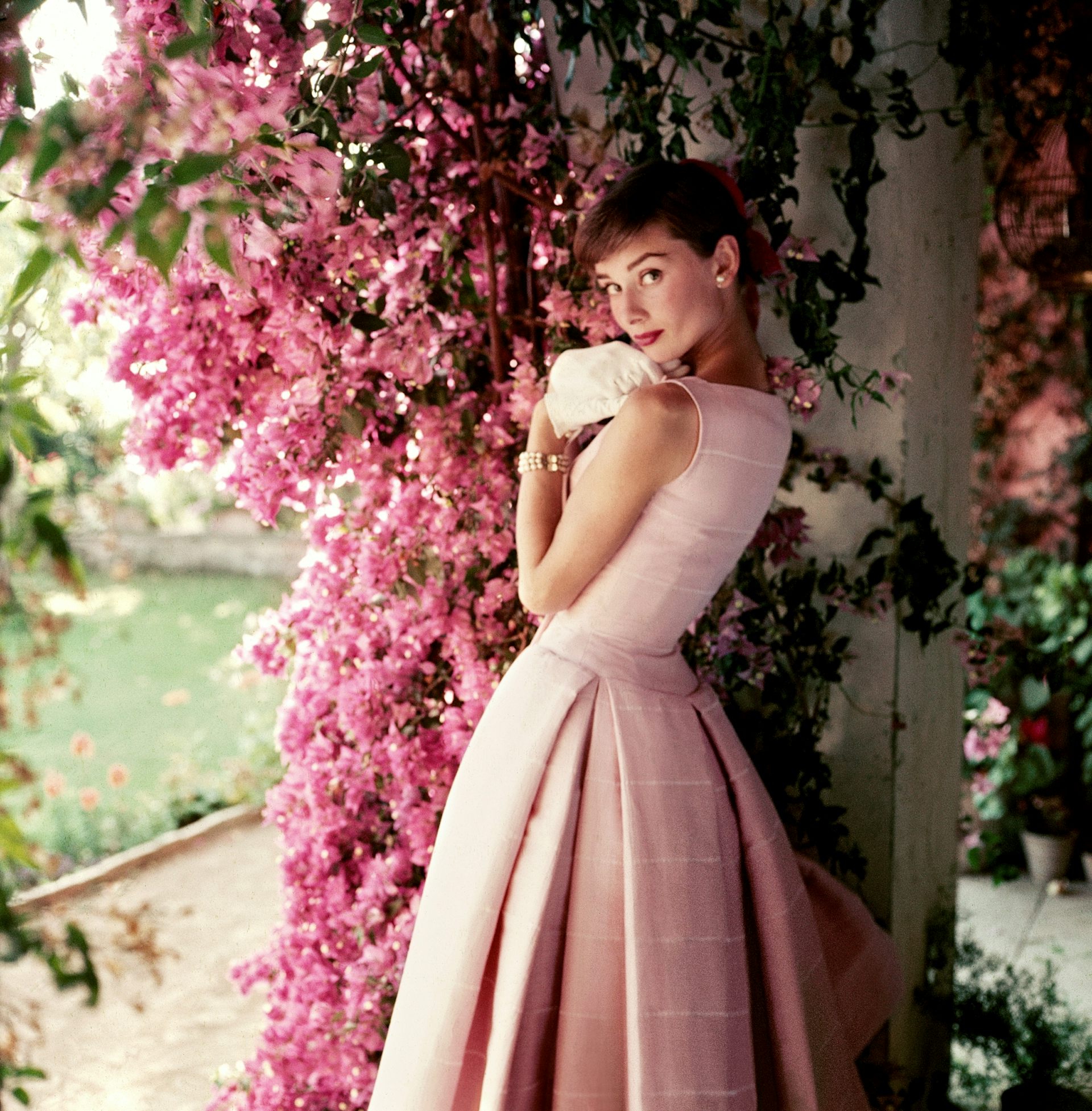 audrey hepburn pink dress