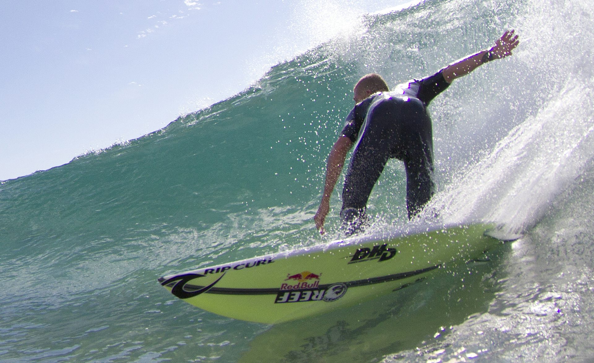 neon yellow surfboard