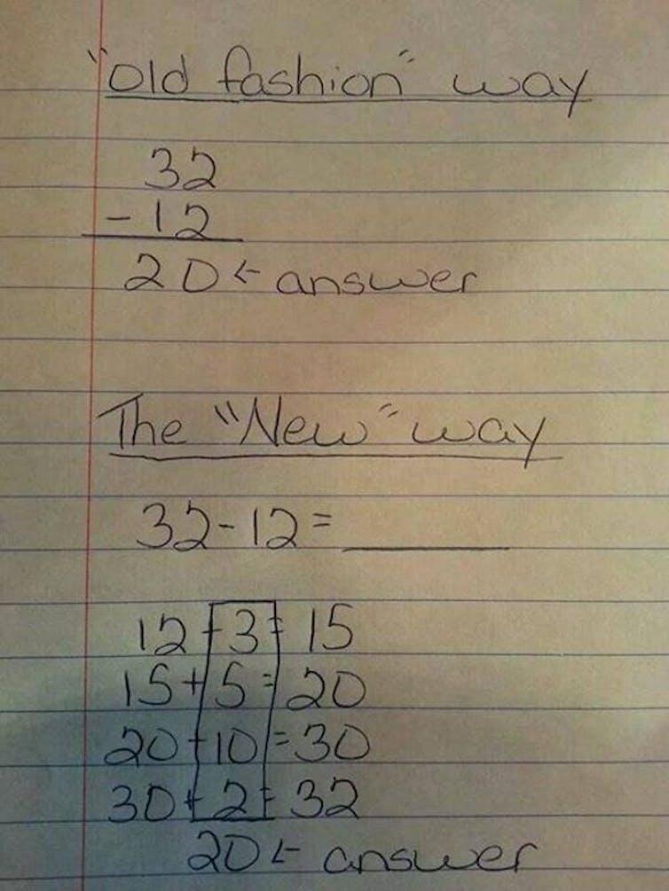 handwritten math problems old vs new math